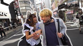 Akihabara maid forces foreigner to go to her cafe