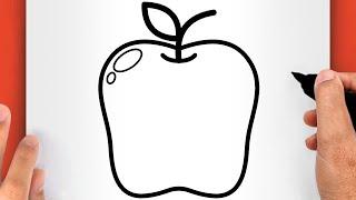 HOW TO DRAW AN APPLE EASY - Cute Apple Drawing EASY