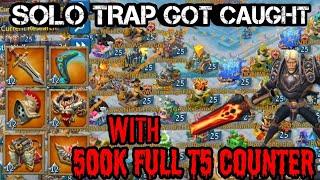 Lords Mobile - 2000% Cav ATK 500K FULL T5 Counter vs my T3 Solo Trap 