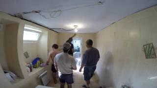 Частный дом - ремонт день #46 Купил шуруповёрт и натяжные потолки в ванной