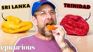 Pepper X Creator Ed Currie Tastes The Hottest Peppers From 11 Countries  Epicurious