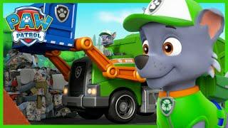 Rocky cleans the beach with his new Re-Use It Recycling Truck PAW Patrol Episode Cartoons for Kids