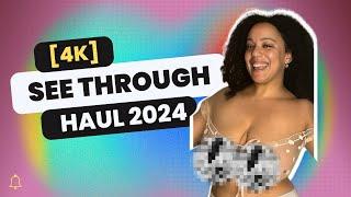 4K Transparent mini try on haul see through cute pink outfit