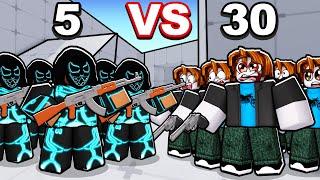 5 PROS VS 30 NOOBS IN ROBLOX RIVALS