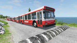 Long Bus City Bus School Bus vs Massive Speed Bumps - BeamNG.Drive