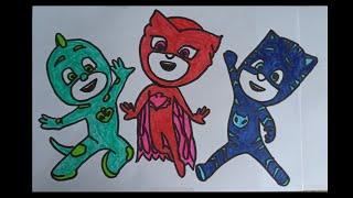 Pijamaskeliler Çizimi ve  Boyama-PJ Masks Drawing and Coloring