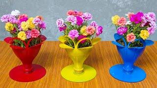 Good ideas Recycle Plastic Bottles into Moss Rose Flower Cups  Garden Portulaca From Cutting