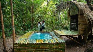 Girl Built a Little Bamboo Swimming Pool House Off Grid Girl Solo Survival Off Grid