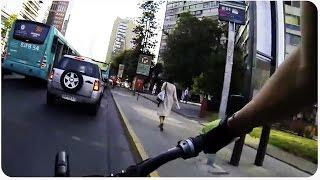 Ultimate Traffic Weaving Cyclist Crashes into Pedestrian