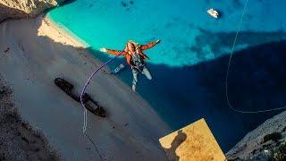 600 foot Insane Rope Swing over SHIPWRECK - in Greece in 4K  DEVINSUPERTRAMP