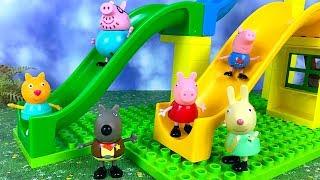 PEPPA PIG AND FRIENDS GO TO THE SLIDES PARK AND REBECCA IS SCARED