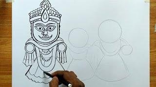 how to draw idols lord jagannathbalabhadrasubhadra for happy rathyatra specialrathyatra drawing