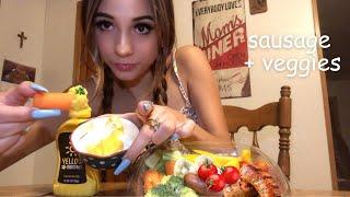 ASMR Tiffanys plate *MUSTARD & COTTAGE CHEESE + SAUSAGE EATING SOUNDS