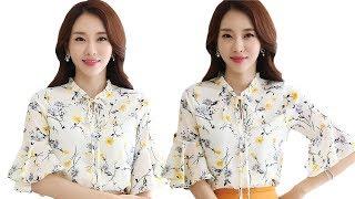 Plus Size S 4XL Wome Print Flower Half Sleeve Chiffon Blouses Tops Girls Fashion Floral Shirts