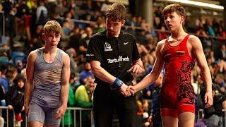 U15 S. Masiulis LTU vs M. Jegorovs LAT 62kg. Youth boys freestyle wrestling.