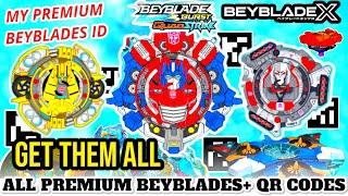 MY PREMIUM BEYBLADE BURST APP COLLECTION  GET THEM ALL  BEYBLADES QR CODES