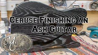 Ceruse finish on an Ash guitar body blank