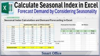 Calculate Seasonal Index and Demand Forecast in Excel