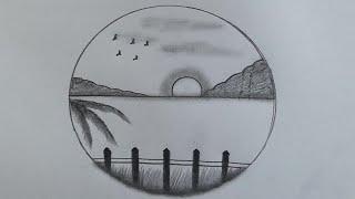 Circle Scenery drawing 17 @TamilNewArt