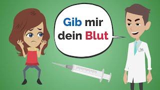 Deutsch lernen  Mia wird Blut abgenommen?  Wortschatz und wichtige Verben