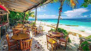 Enjoy Seaside Coffee Shop Ambience  Ocean Wave Sounds & Elegant Jazz Music for Positive Energy