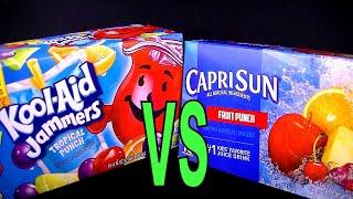 Kool-Aid Jammers vs Capri Sun Fruit Punch Juice Pouches FoodFights Food & Soft Drink Beverage Review