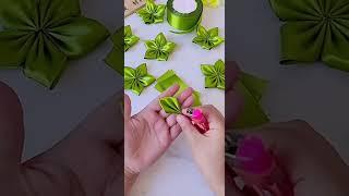 Handmade diy ribbon rose leaf #diy #handmade #flowers #tutorial #rose #craft #ribbon #gift #leaf