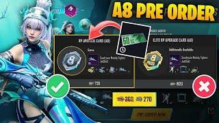 BGMI PRE ORDER PERKS EVENT  A8 ROYAL PASS PRE ORDER  A8 1 TO 100 RP REWARDS