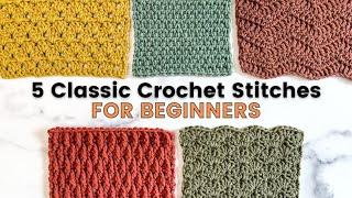 5 EASY CROCHET STITCHES THAT ANY BEGINNER CAN DO Linen Alpine Shell Granny and Wave Stitch