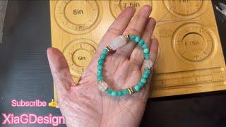 Making bracelet with me rose quartz and aqua blue quartz stone bracelet ASMR