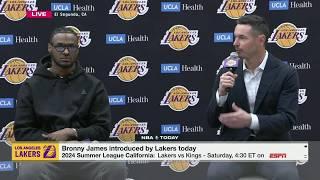 Bronny James and Dalton Knecht introduced as Los Angeles Lakers   NBA Today