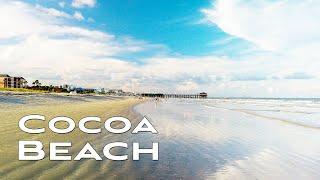 4K Relaxing Beach Walk  Turquoise sky & waves  Kelly Slater Surfing Sculpture  Cocoa Beach Fl