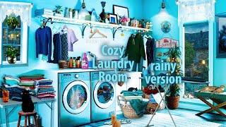 Cozy Laundry Room rainy version  ASMR Ambience rain thunder laundry sounds 