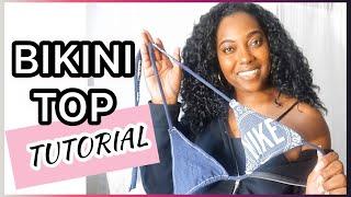 HOW TO MAKE YOUR OWN TRIANGLE BIKINI TOP & BIKINI PATTERN USING A T SHIRT