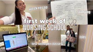 FIRST WEEK OF NURSING SCHOOL VLOG  first labs studying week recap…