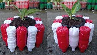 Kreasi Pot Bunga Merah Putih Dari Botol Bekas Spesial Agustusan Dan HUT Republik Indonesia