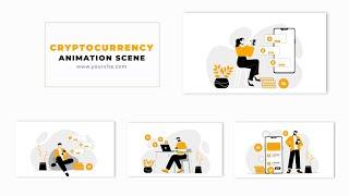 Vector Cartoon Cryptocurrency Investment Animation Scene After Effects Template