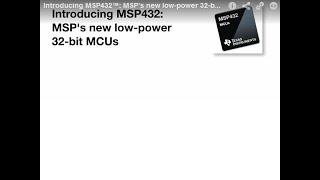 Introducing MSP432™ MSP’s new low-power 32-bit ARM® Cortex®-M4F MCUs