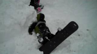 Connor eating snow on his snowboard