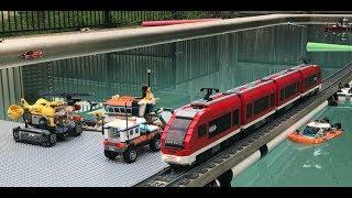 2018 Awesome Lego Train Set through the Garden Pool and House