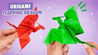 Оригами Дракон из бумаги машущий крыльями  Origami Flapping Paper Dragon