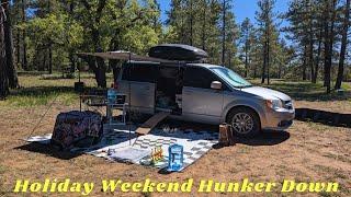 Hunkering Down for the Holiday Weekend  Minivan Camper VAN LIFE Boondocking in Arizona