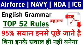Top 50 English Grammar Rules For Airforce Group XY Coastguard Navik NDA and Navy Exam 2024