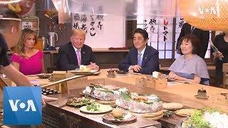 US President Trump and Japans PM Abe Sit Down for Traditional Japanese Dinner  VOANews