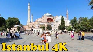 Istanbul Turkey. Walking tour 4K. Sultanahmet-Laleli-Galata Tower-Galata Bridge.