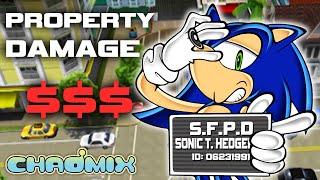 How much PROPERTY DAMAGE does Sonic cause in City Escape?