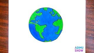 How To Draw Earth  simple & easy