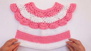 Que Belleza BLUSA tejida a crochet para NIÑAS paso a paso TUTORIAL MUY FACIL‼