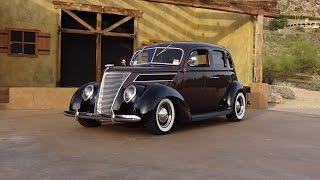 1937 Ford Slantback Custom 4 Door in Brown & Black & Engine Sound on My Car Story with Lou Costabile