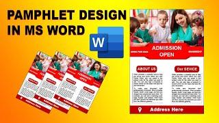 How to make Pamphlet Design in MS Word  Admission open Pamphlet Design  Microsoft Design